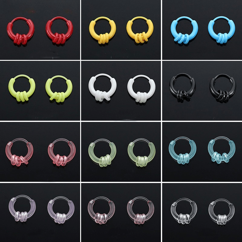 30pcs Assorted Multicolor Resin Earrings Set, Cute Style
